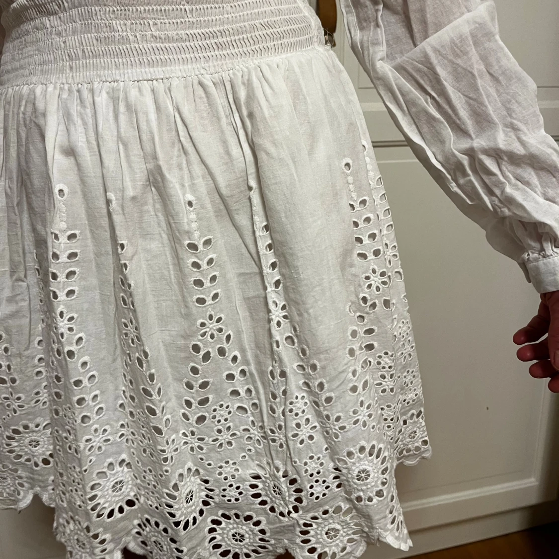 Vit broderad kortklänning Loavies  - 1