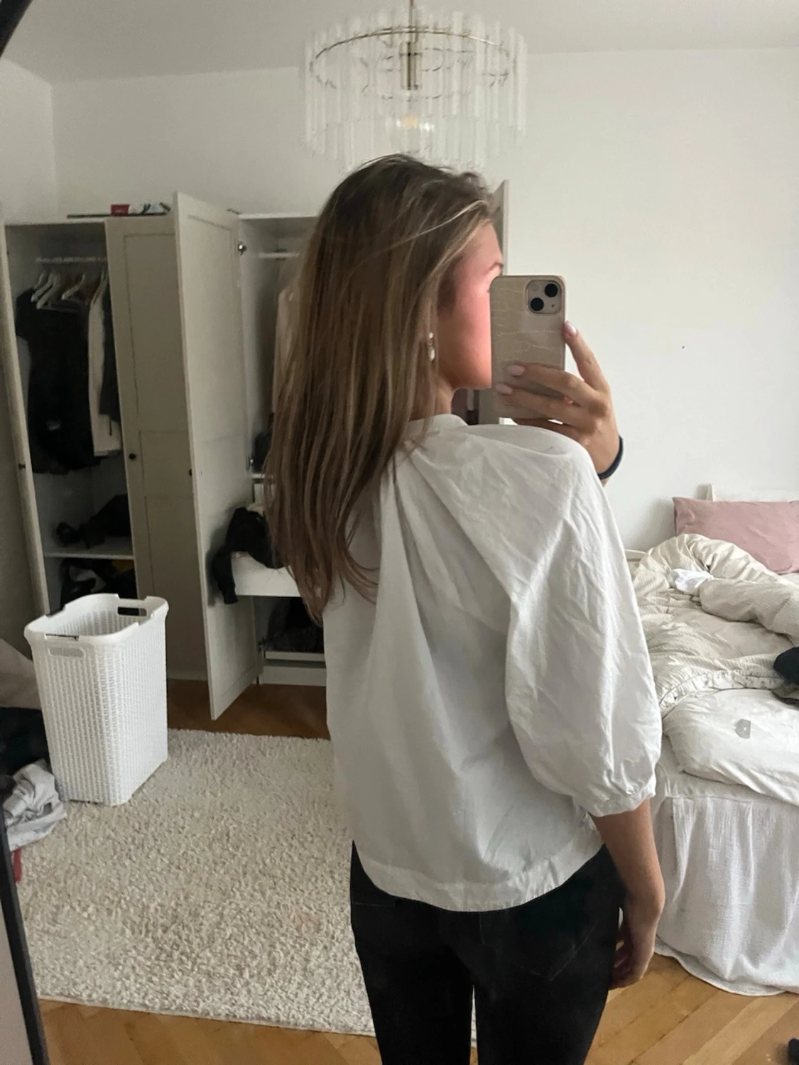 Vit blus med trekvartsärm - 1