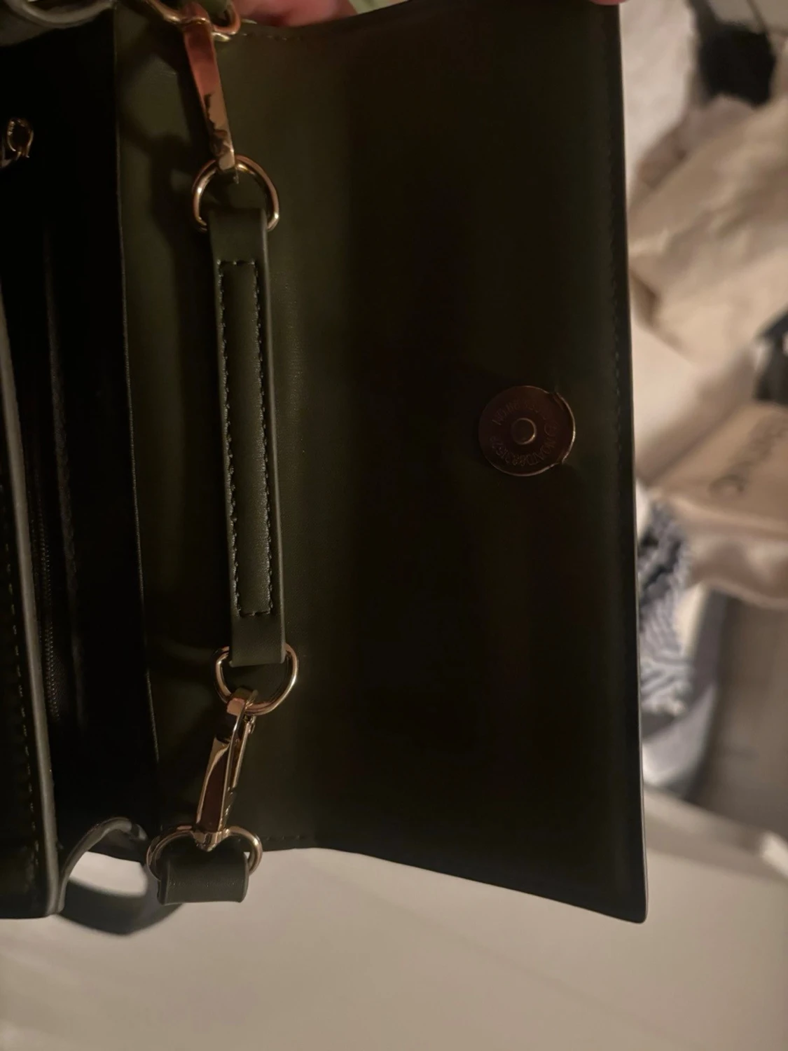 Olivgrön handväska i skinn - 1