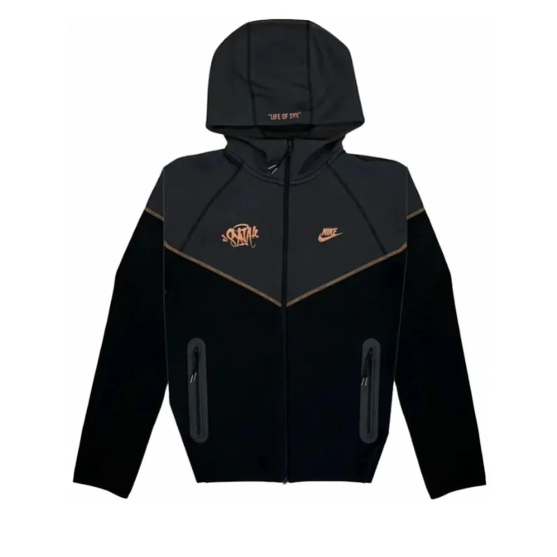 Svart Nike hoodie med dragkedja SynaWorld X Nike 