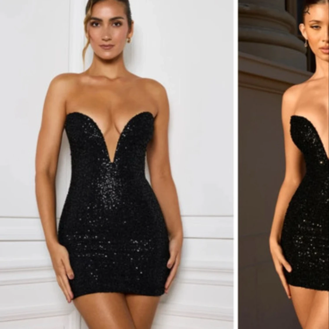Svart glittrig kort klänning