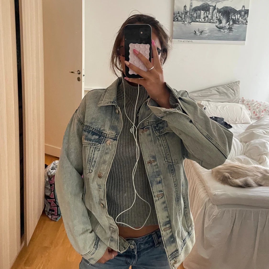 Oversized ljusblå jeansjacka - 1