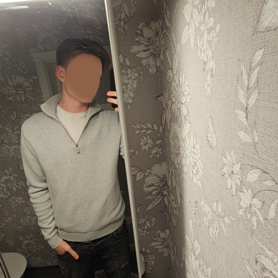 Ljusgrå half zip-tröja Selected Homme