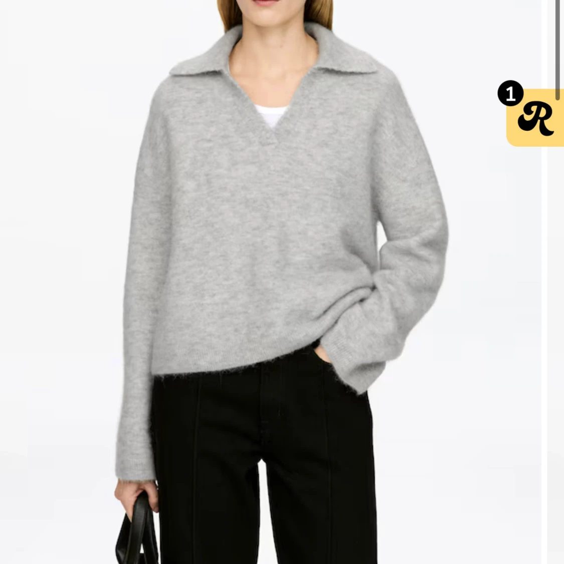 ALPACKA Stickad tröja med krage - 1