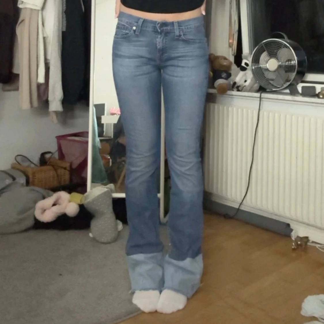 bootcut jeans med två tyg