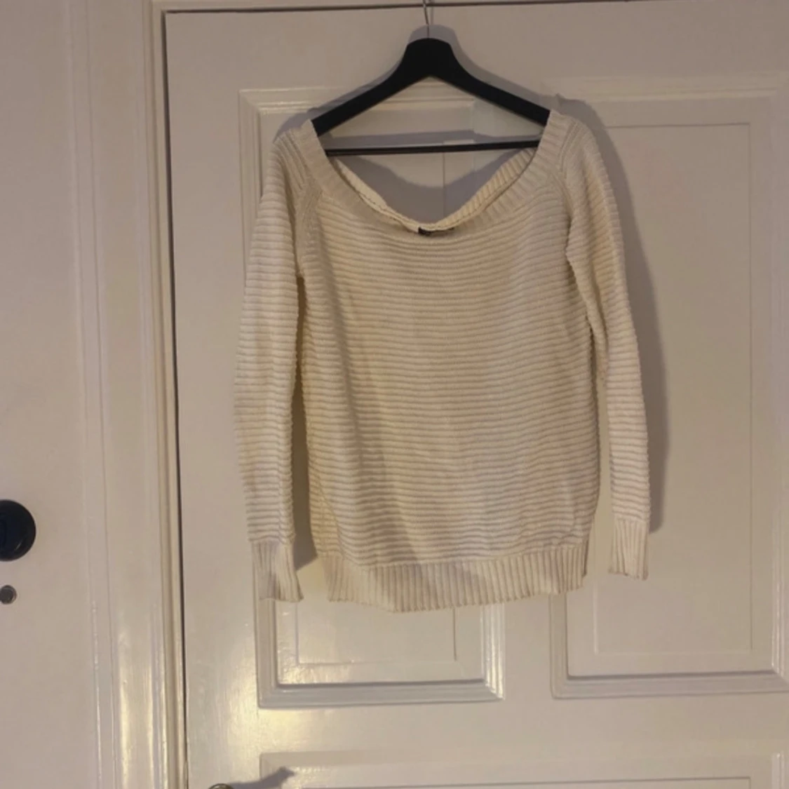 Vit ribbad stickad tröja Vero Moda