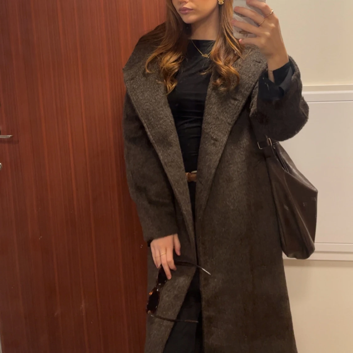 Mörkbrun lång kappa - 1