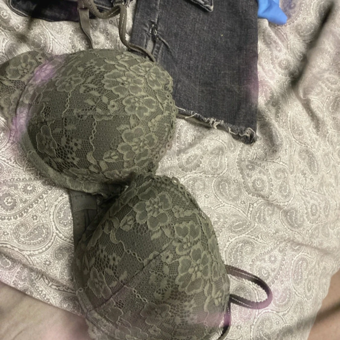 Olivgrön spetsig korsett-topp - 1