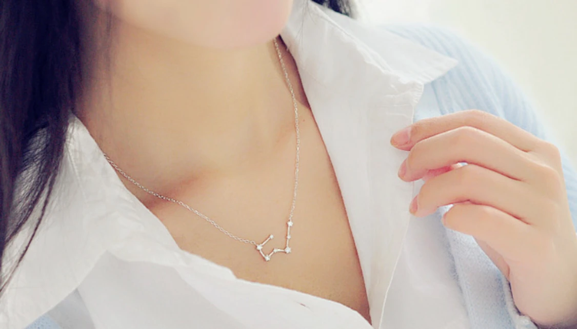 925 Silverpläteräd 12 Konstellation Halsband  - 90