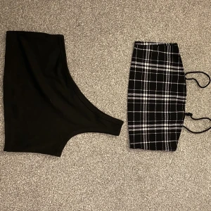 Toppar - Säljer dessa två toppar för 5kr styck för att de inte har kommit till användning. Båda är från shein. Det rutiga är i strl 152 och det hel svarta 140🫶🏻