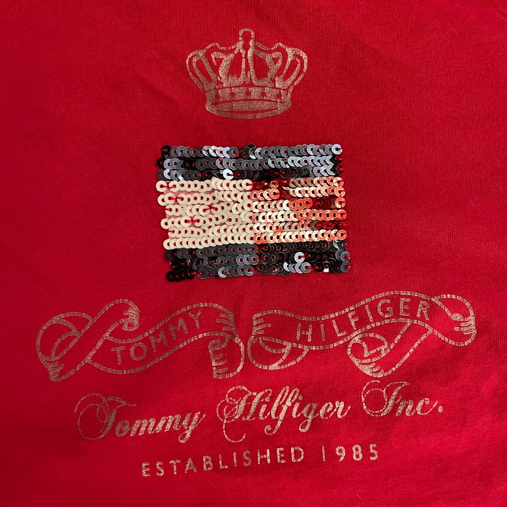 Tommy Hilfiger T-shirt i strl s. I använt skick syns på bilderna. Borde passa både s och m. Är i ett skönt material och bra kvalitet🤍. T-shirts.