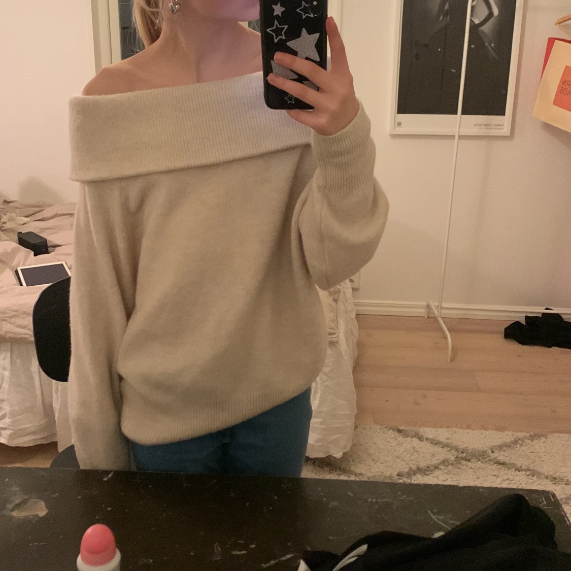 H&m off shoulder stickad  - 90