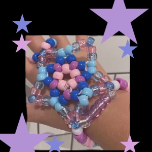 Kandi Hand Star Bracelet  - Blue, Pink and Purple. Made by Sour Kandi