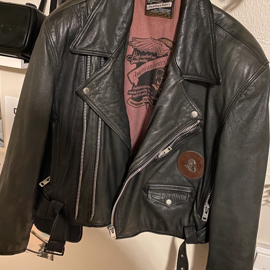 Skinnjacka i äkta läder - 90