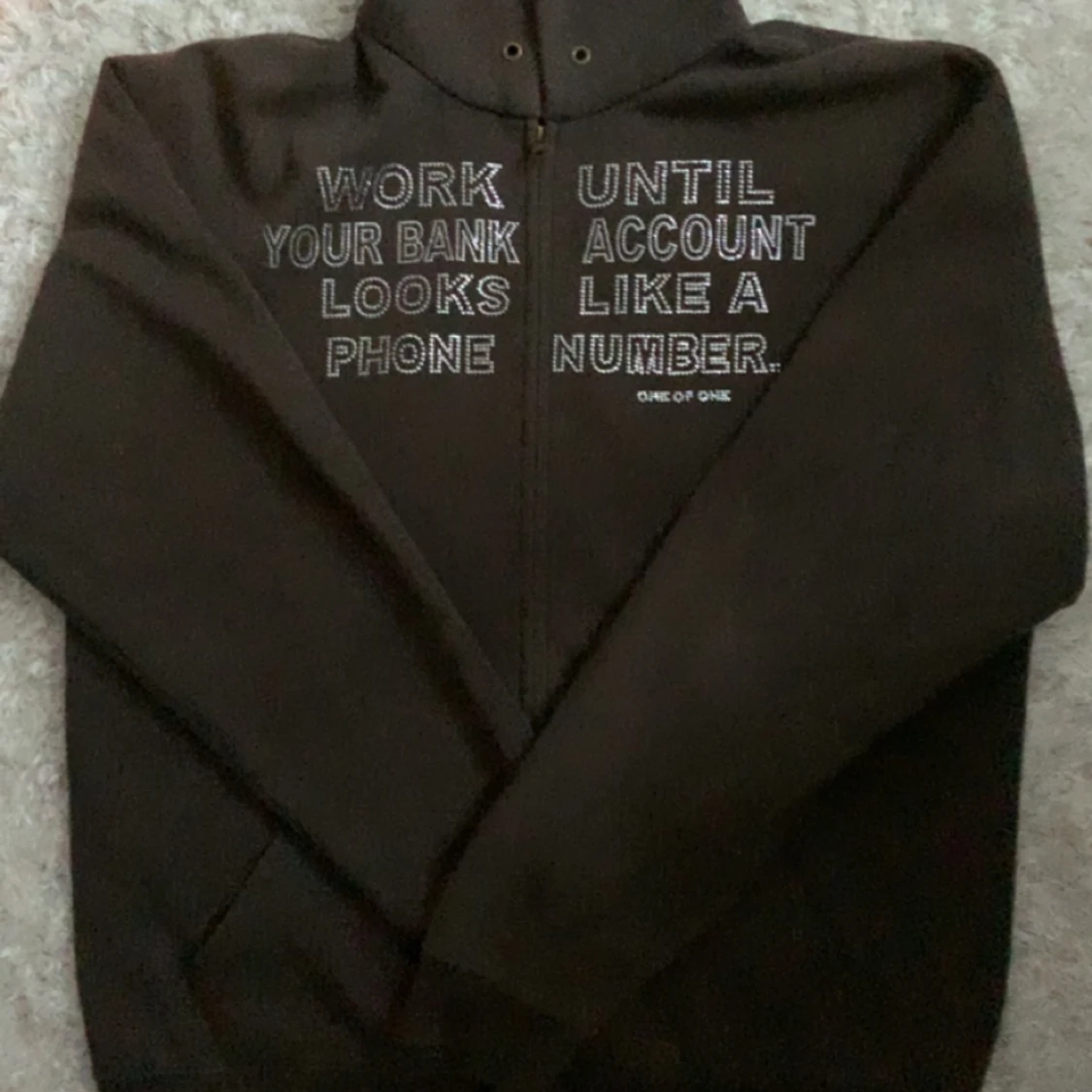 One of one zip hoodie
