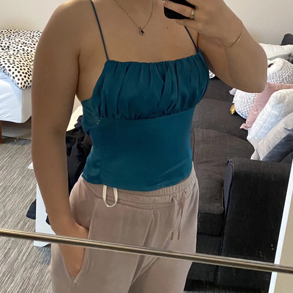 Superdown/revolve topp turkos knytrygg - 91