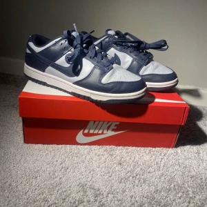 Nike dunk low retro - Säljer nu mina Nike dunks i färgen grå blå då dem är för små skorna är i bra skick och använda mindre en ett halvår