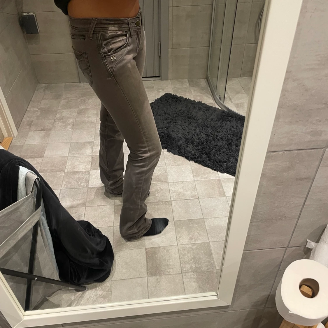 Grå lågmidjade jeans - 91