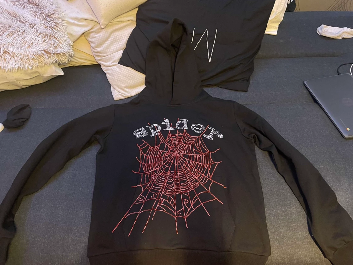 Sp5der y2k rhinestone hoodie