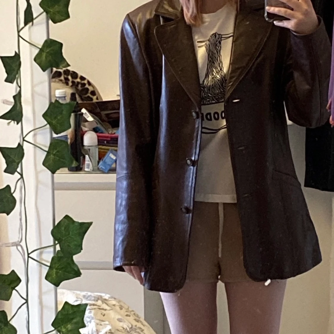 brun läderjacka - 90