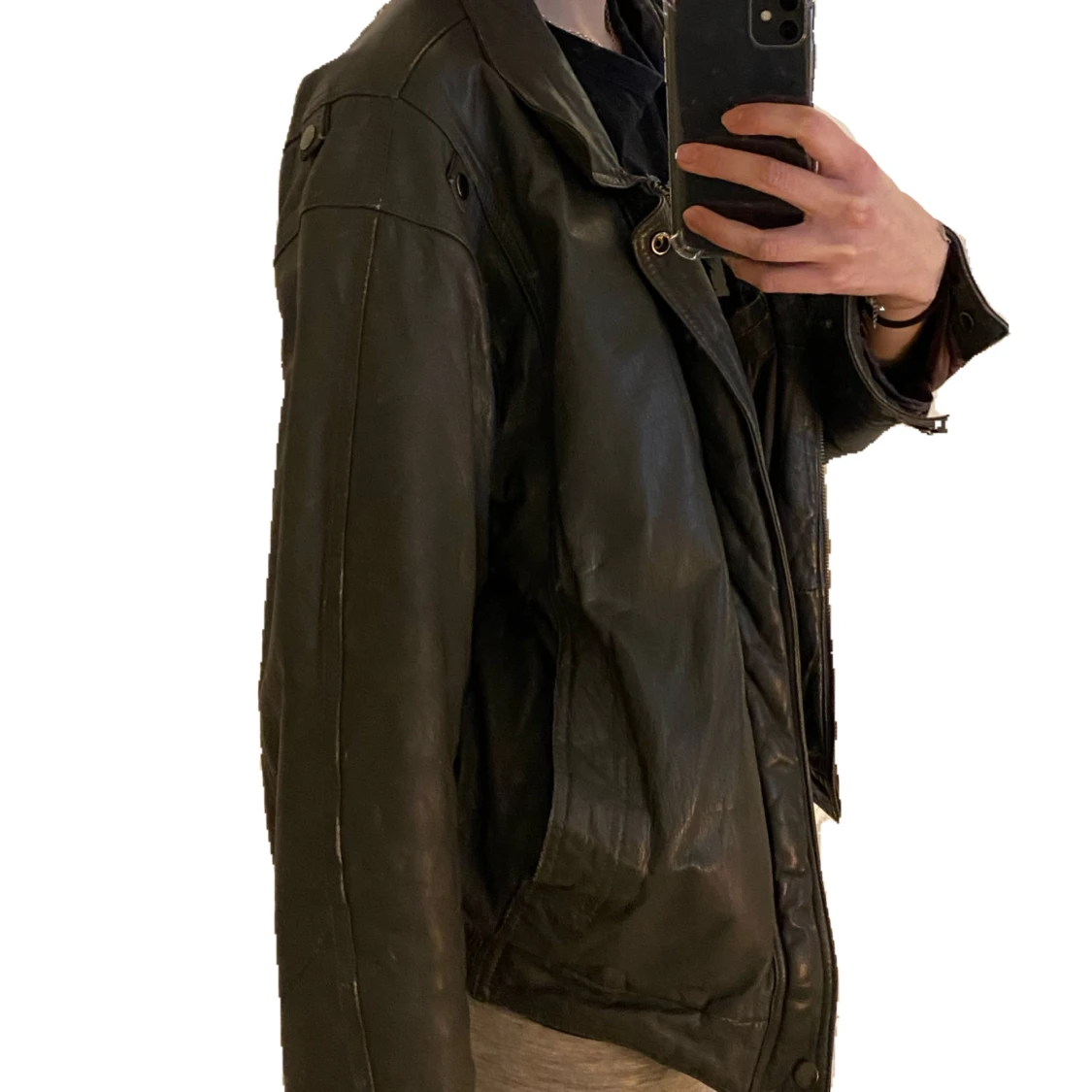 grå läderjacka - 91