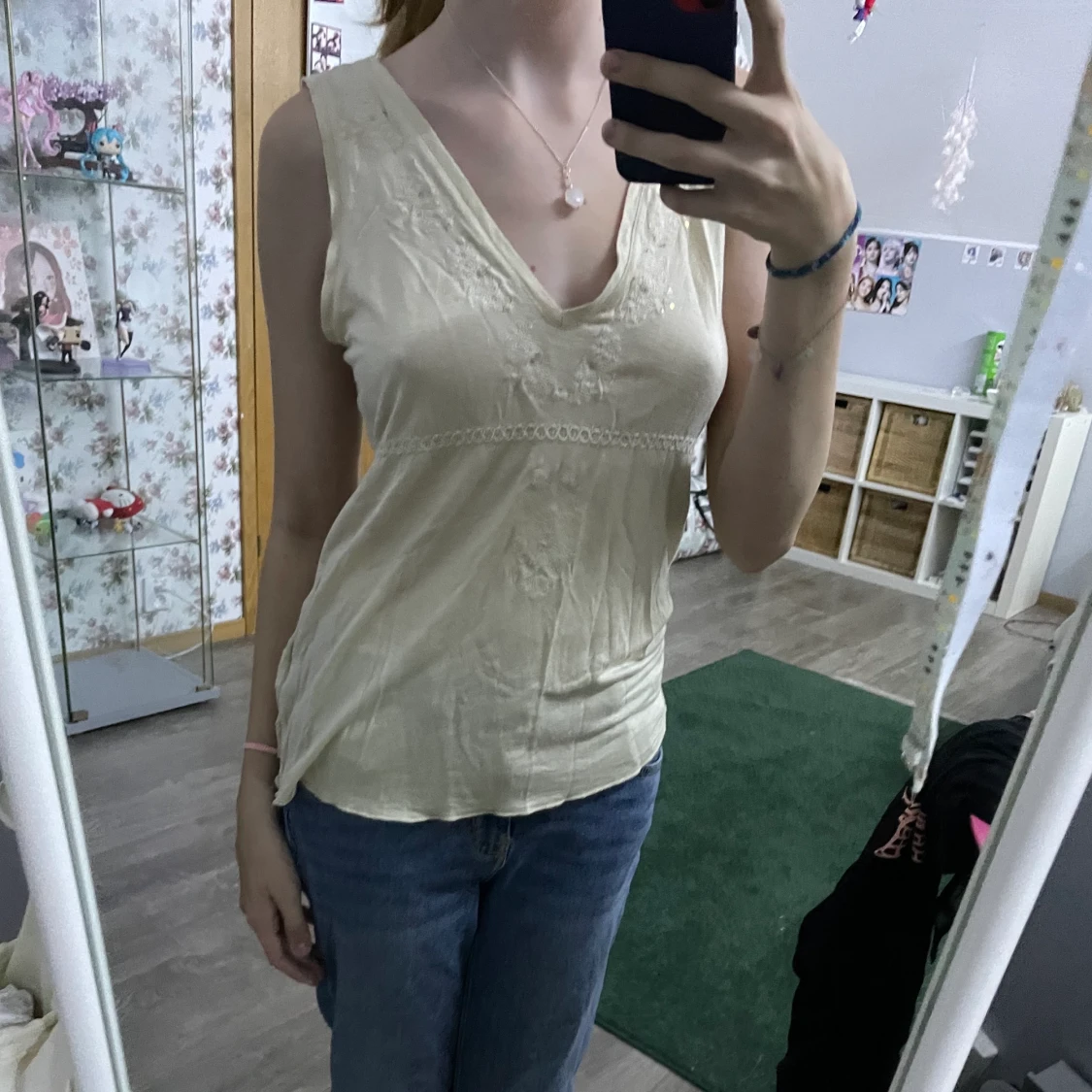 beige linne med paljetter  - 90