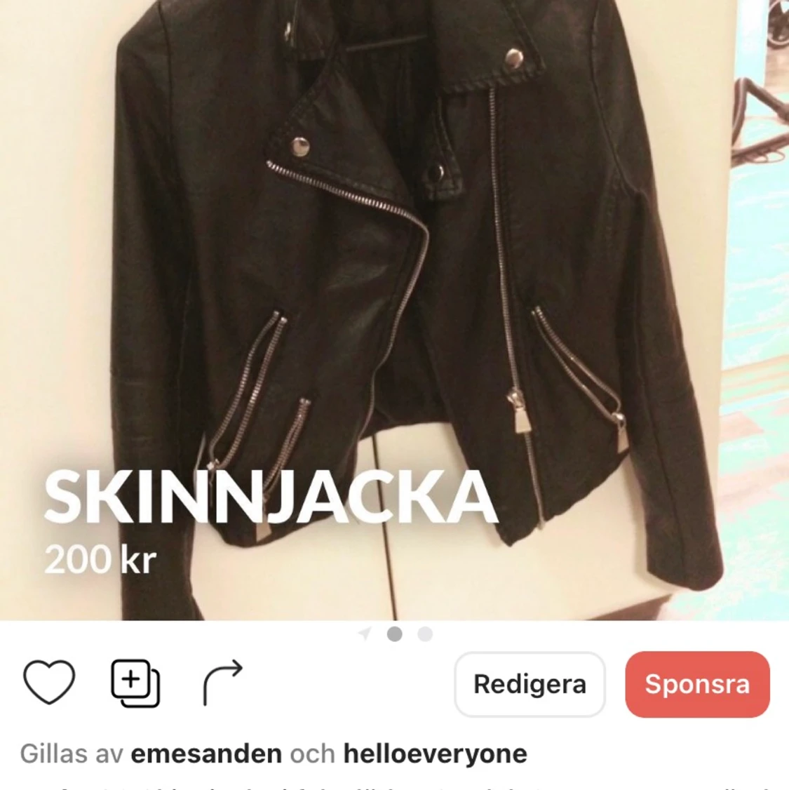 Skinnjacka 200 kr