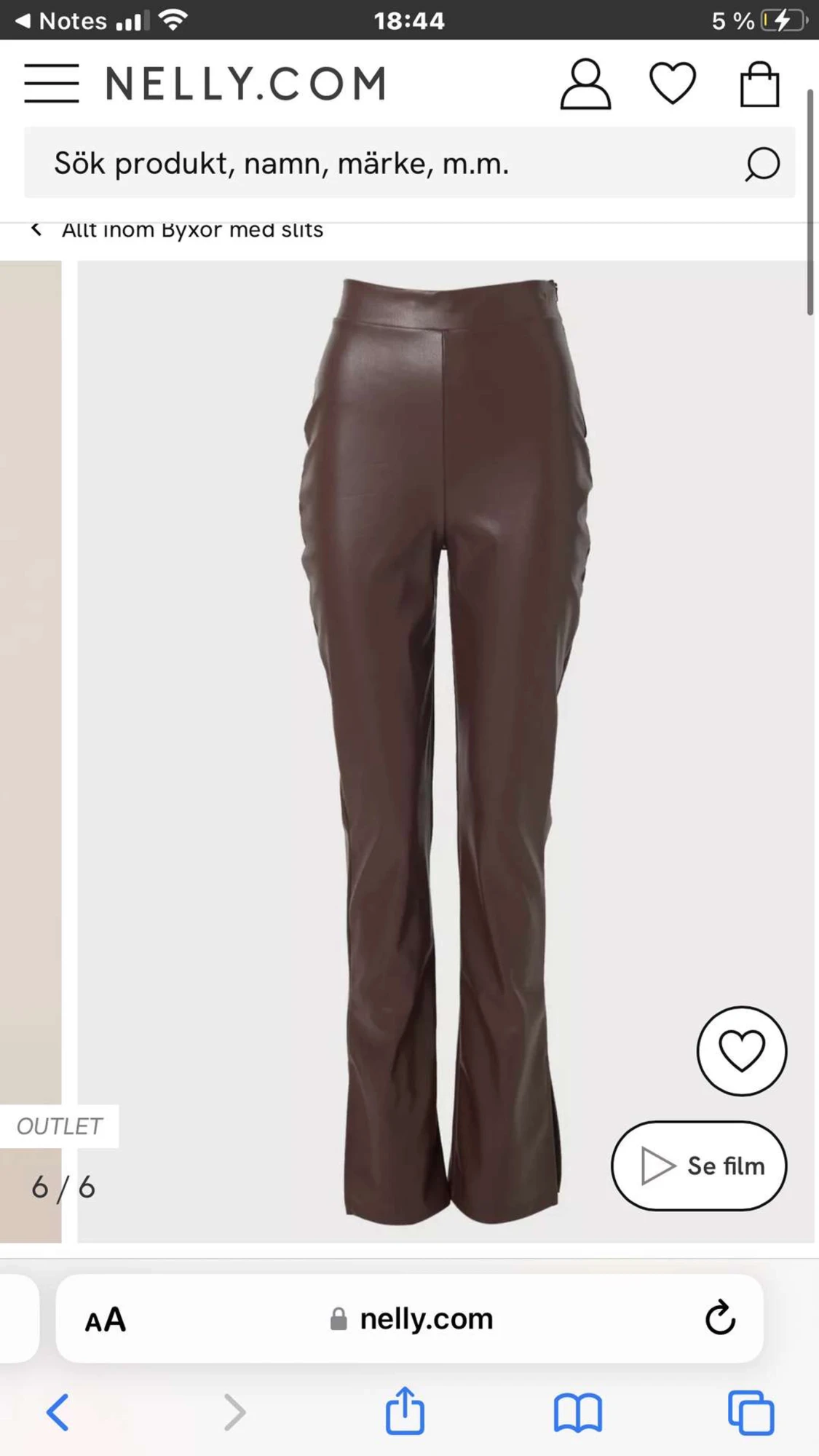 Bruna skinnbyxor med slits  - 90