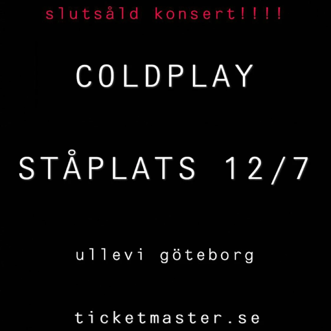 COLDPLAY BILJETT 