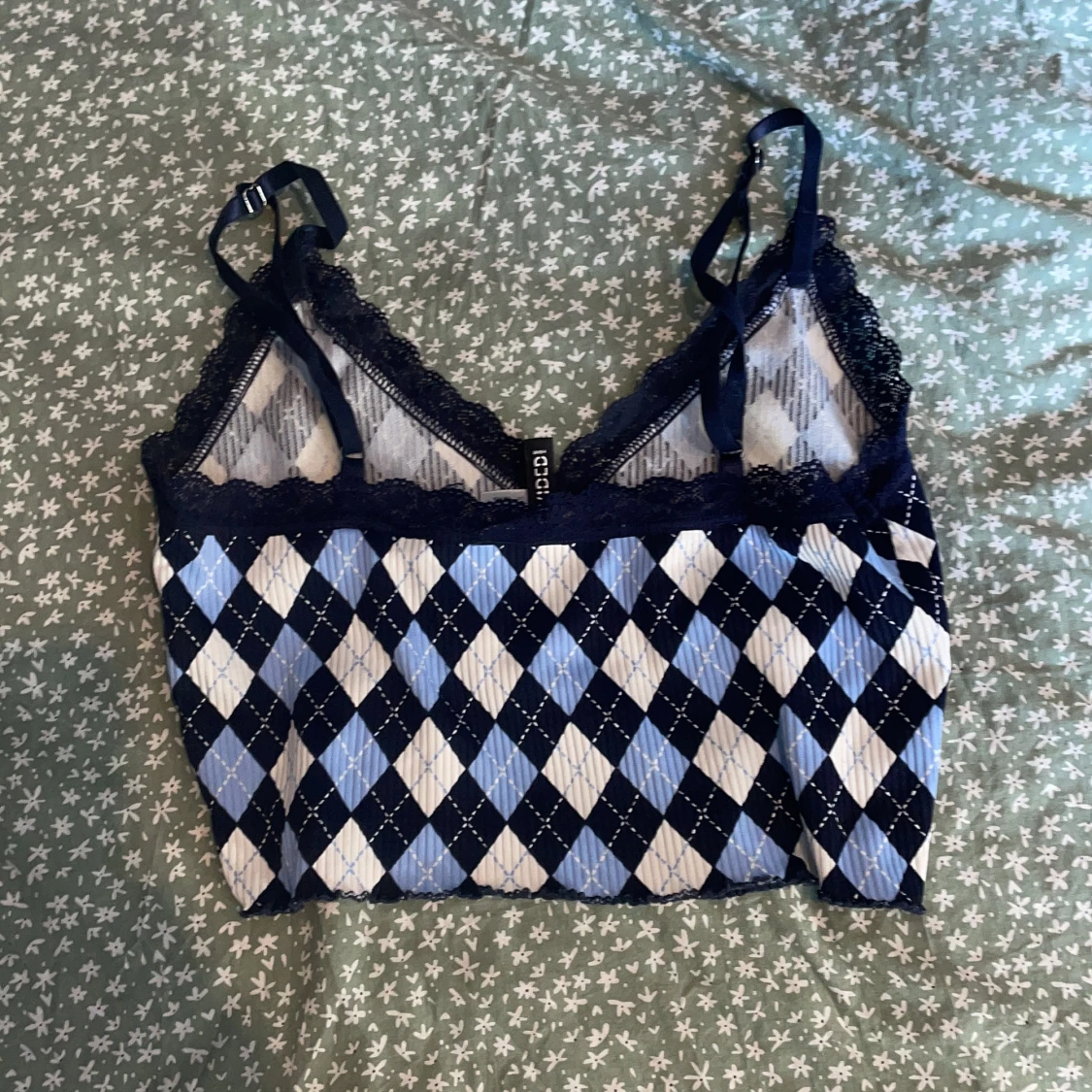 Blå rutig hm linne - 90