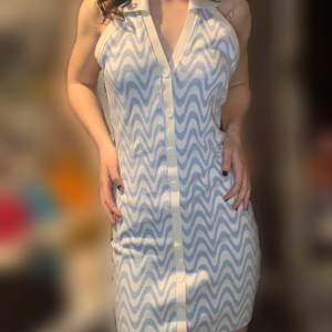 80s dress blue and white with stripes 