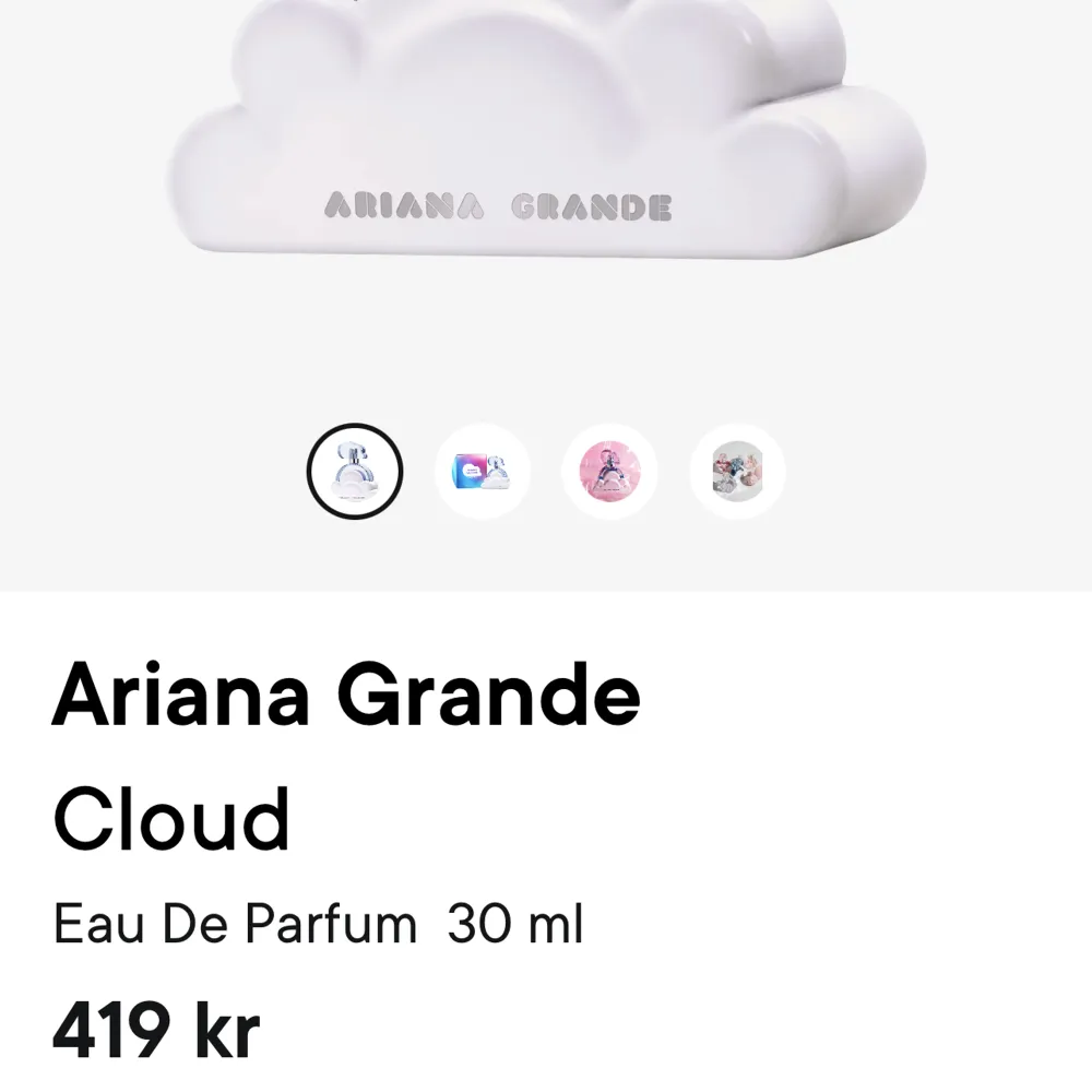 Helt ny Ariana Grande parfym i cloud som bara är använd 2 gånger, så full💙 Såå god och söt doft! Säljer då jag har så mycke andra parfymer jag behöver använda. Nypris: 420 kr. Säljer för 250 💙. Övrigt.