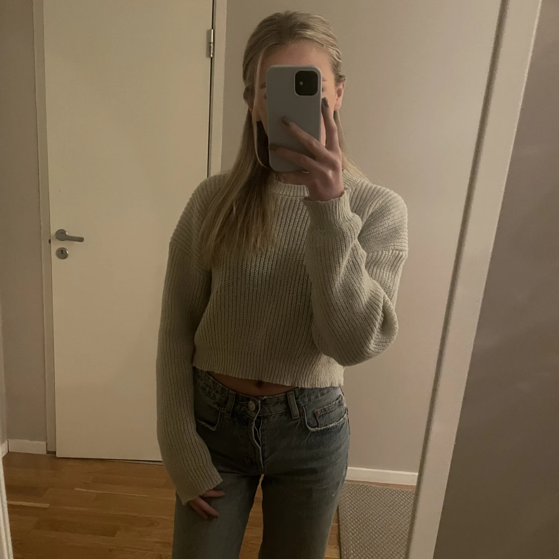 Cropped stickad tröja