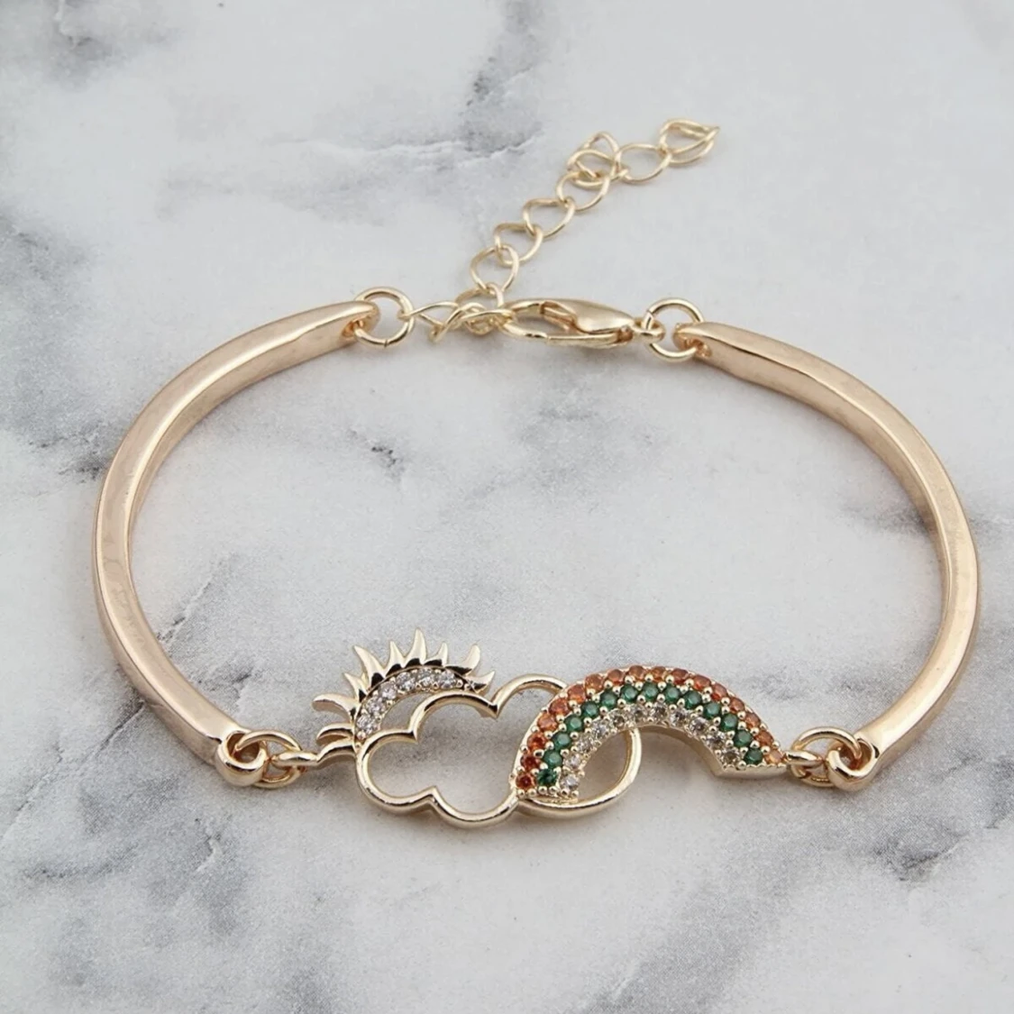 Rainbow cloud sun zircon stone bracelet