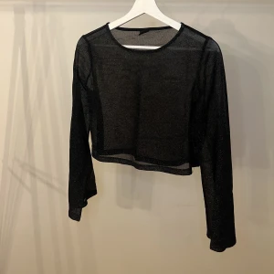 Meshtopp från Gina Tricot - Supersnygg glittrig topp i mesh med utsvängda ärmar från Gina Tricot i storlek S. I mycket fint skick!