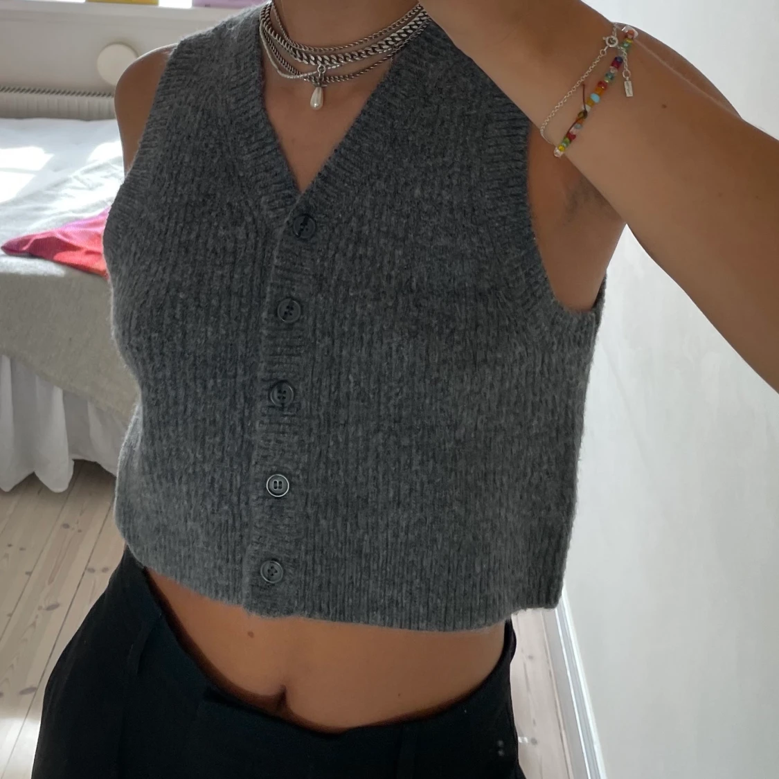 Stickad grå väst - 90