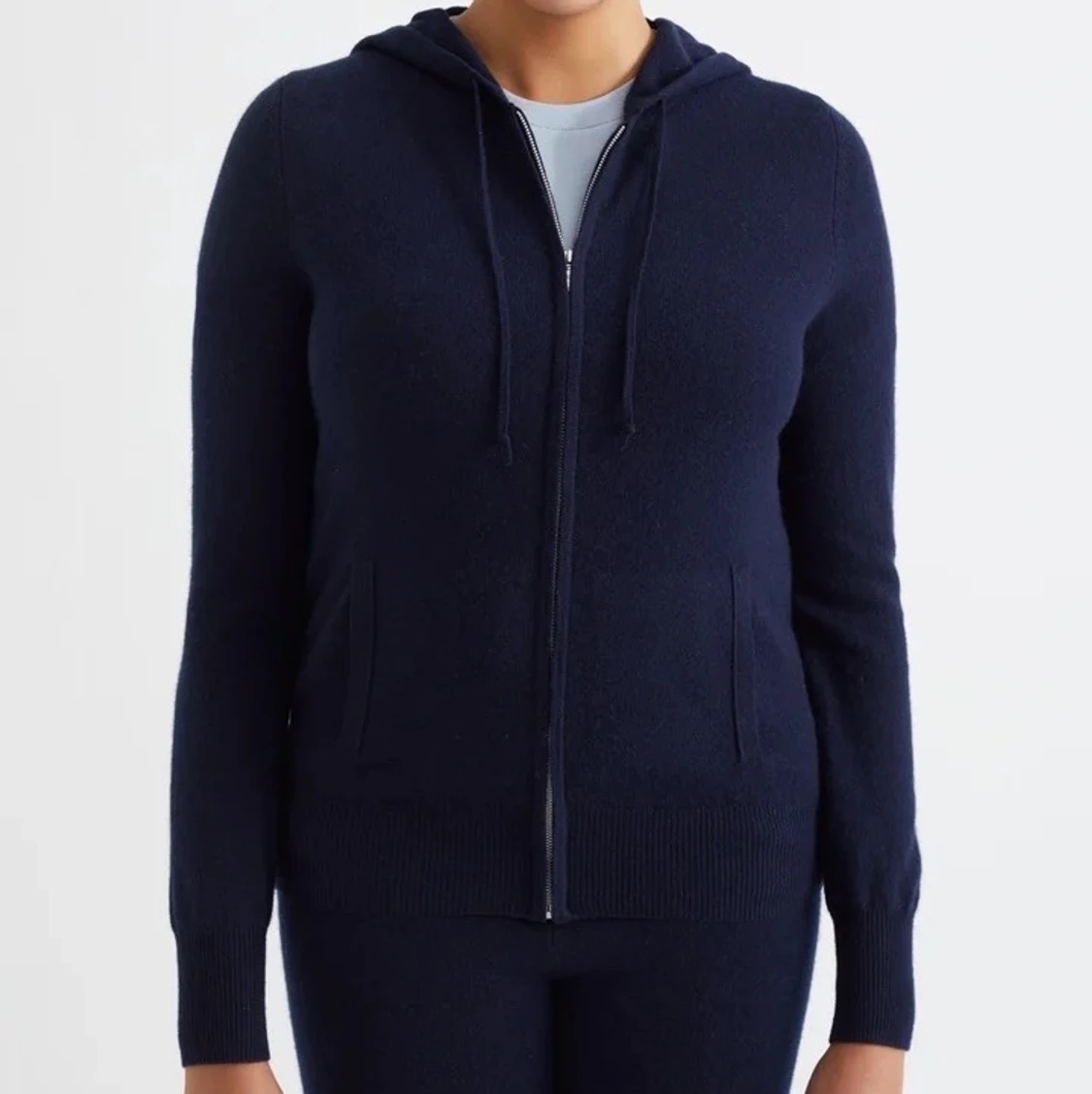 Soft Goat Navy Cashmere Zip Up - 90
