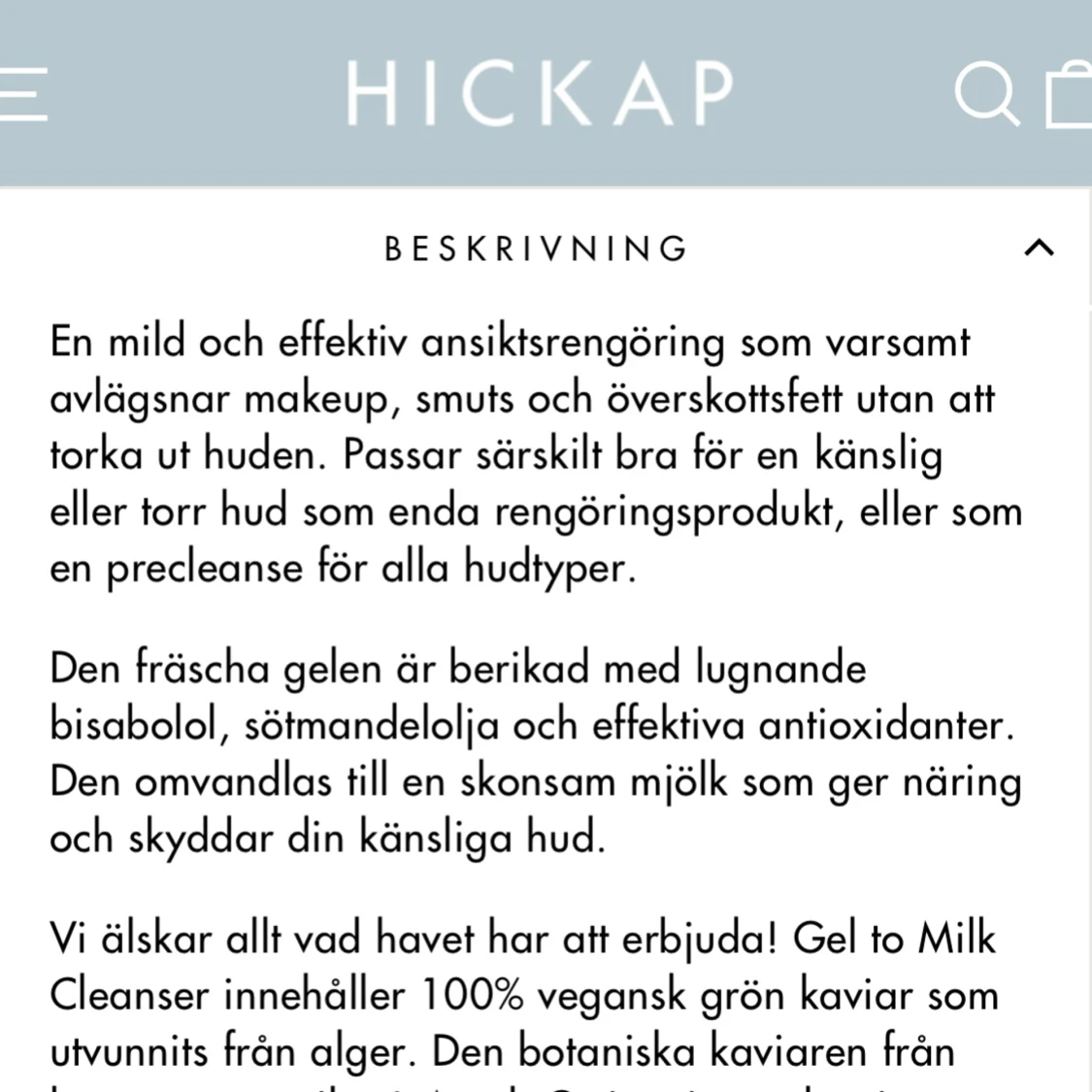 Hickap - ultra sensitive gel to milk cleanser  - 90