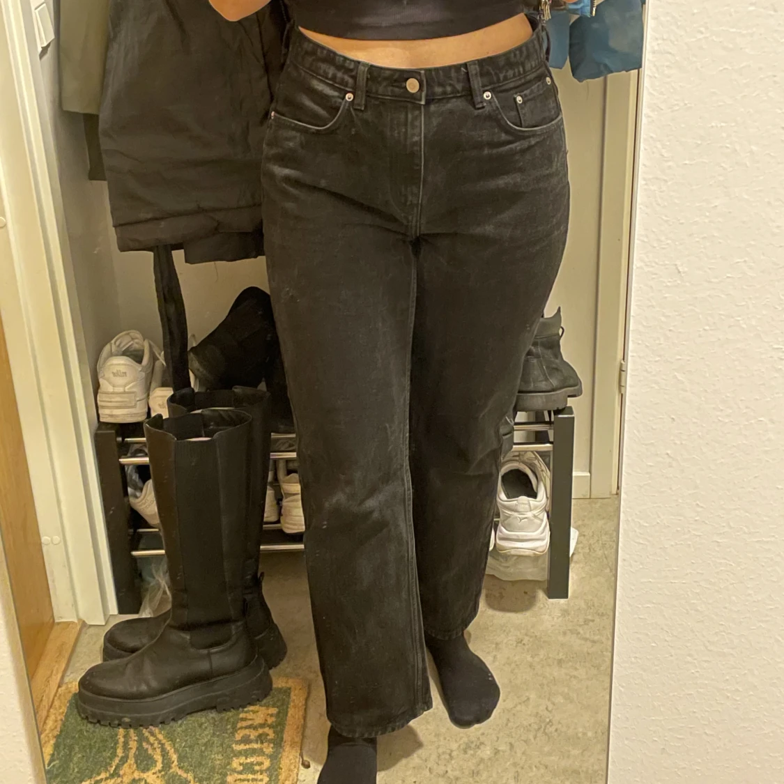 Svart/grå jeans - 90