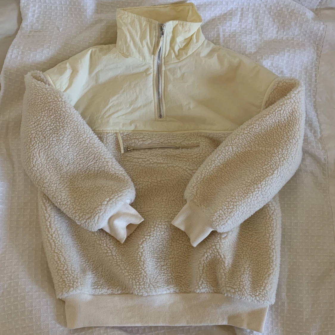 Beige/gul teddyjacka, windbreaker jacka - 90