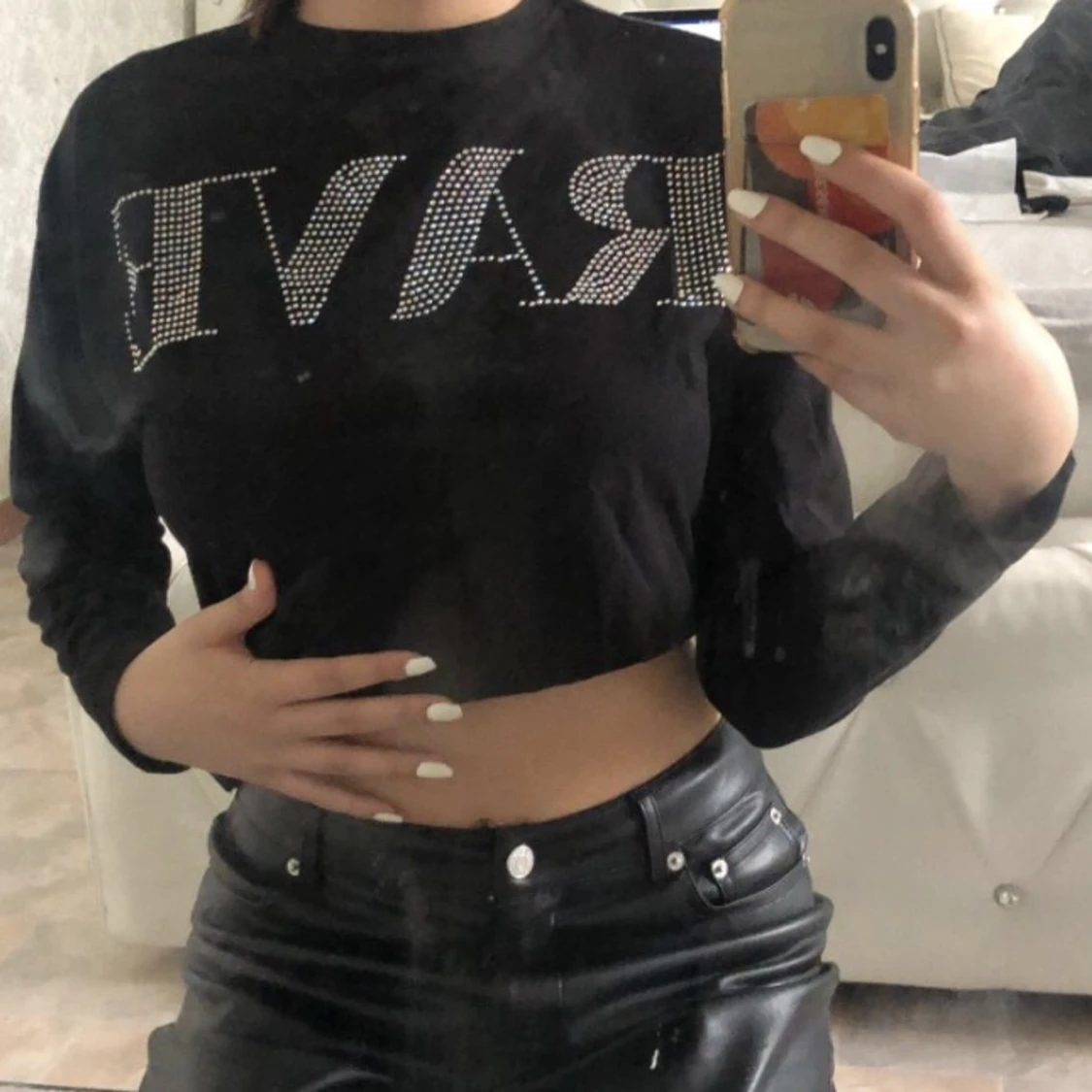 Rhinestone svart tröja