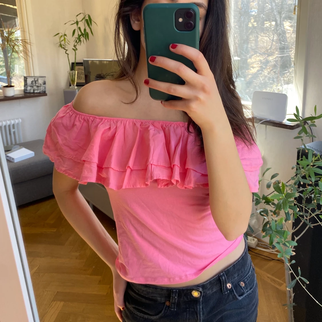 Rosa off shoulder tröja - 90