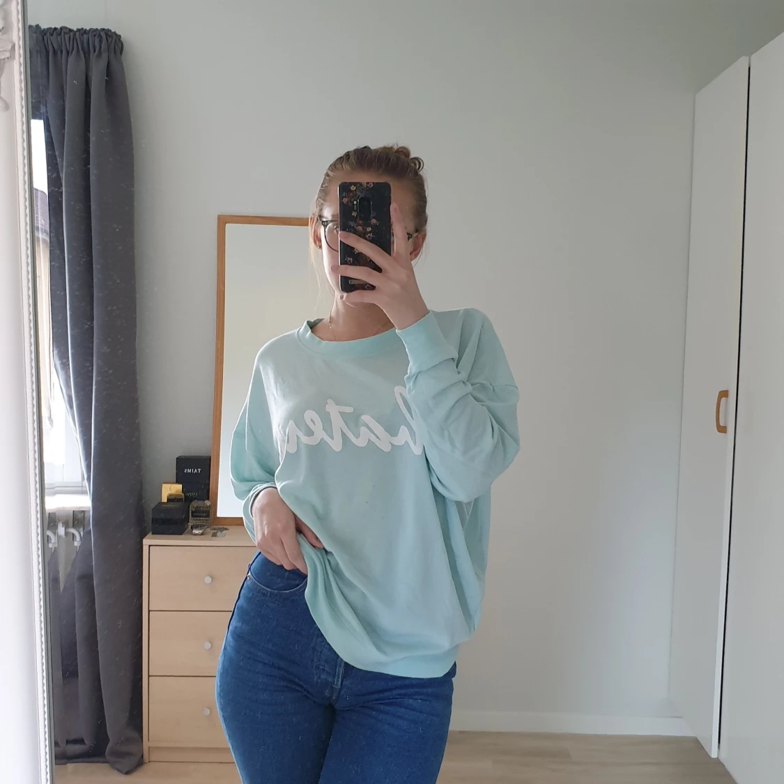 Mintgrönt tröja med tryck