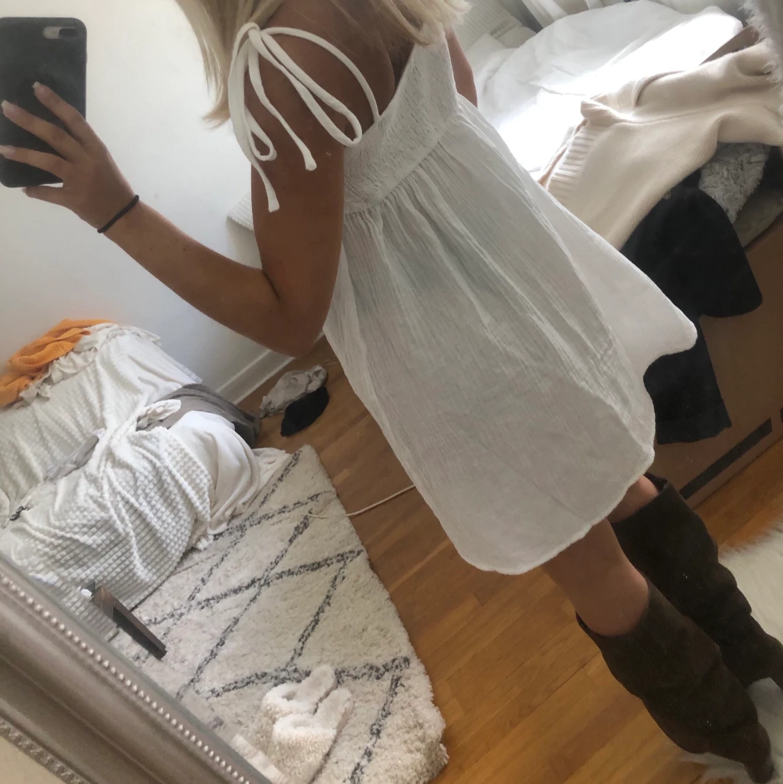 Vit kort klänning - 91