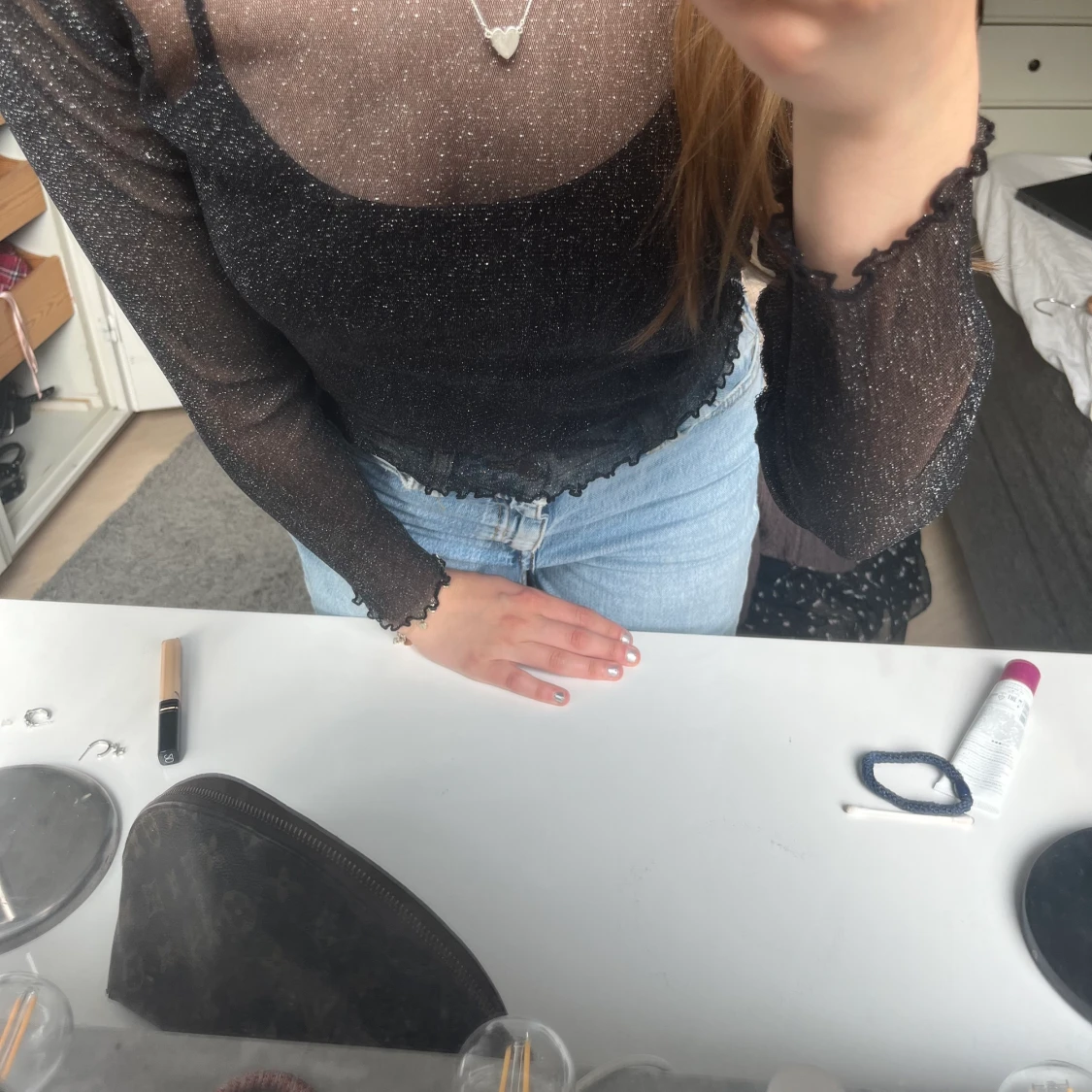 Svart glitter tröja  - 90