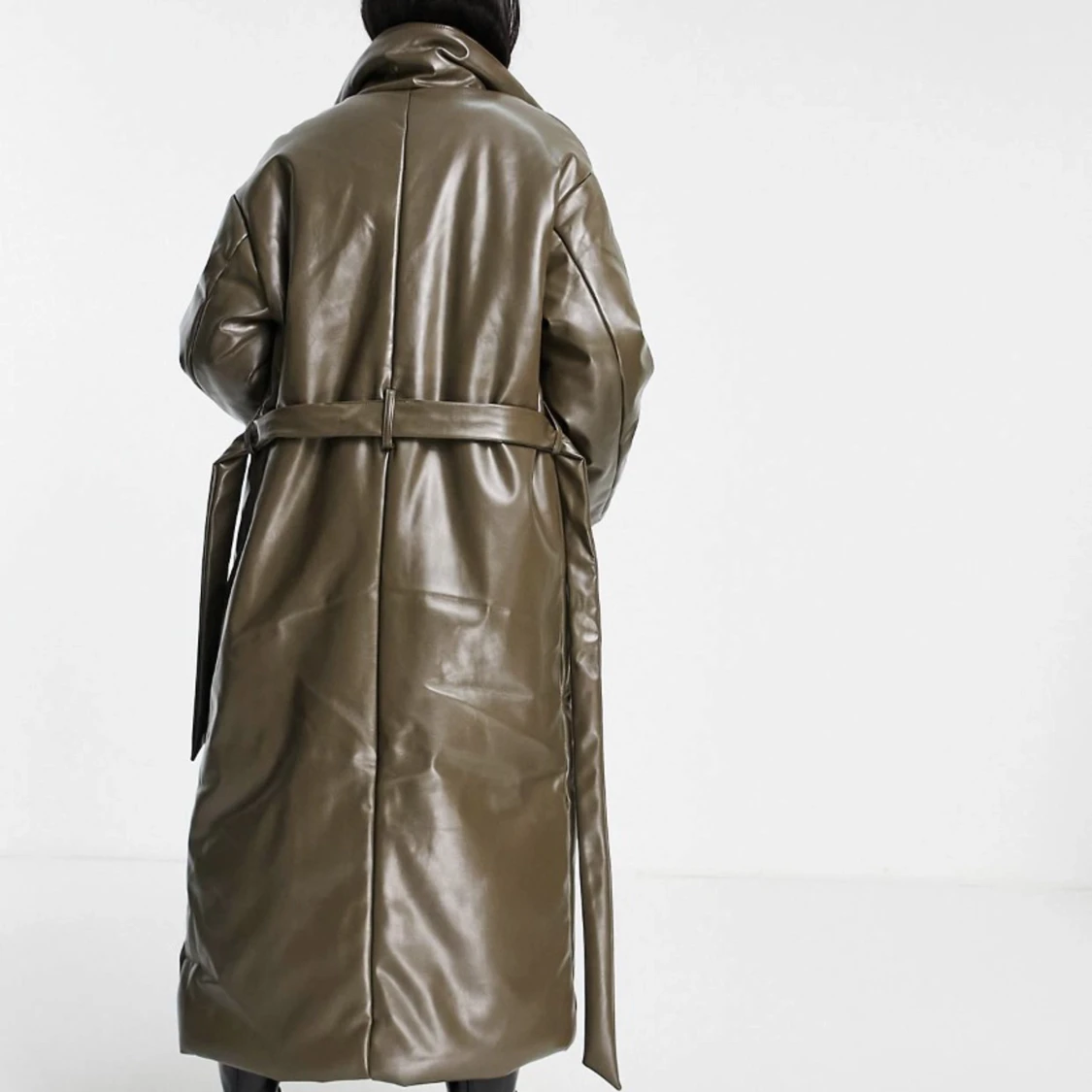 Khaki Grön Faux Leather Kappa - 91