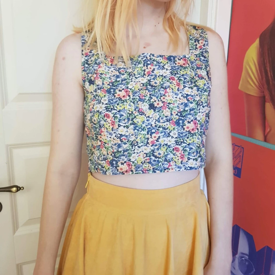 Blommig crop top - 90