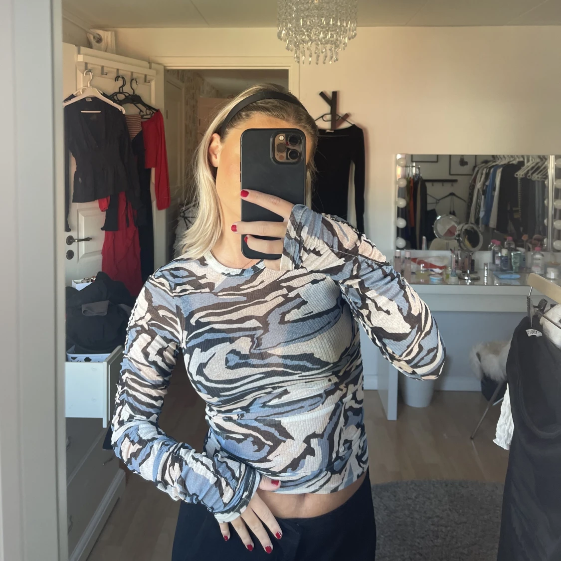 Mönstrad meshtopp - 90