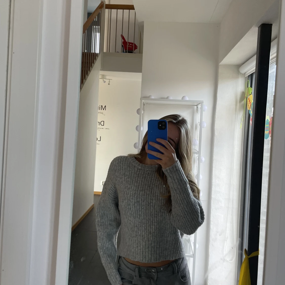 Stickad croppad tröja 