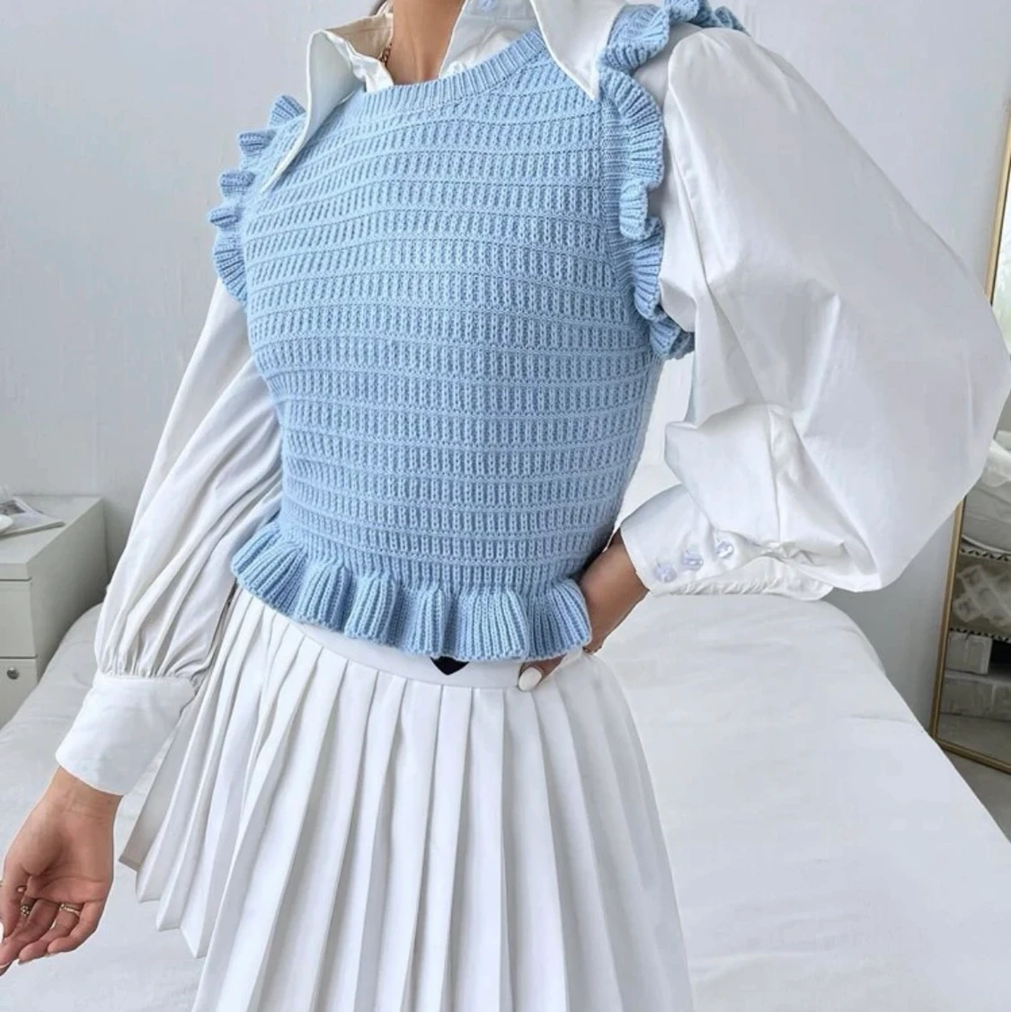 Krås slätt enkel stickad topp S